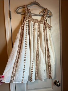Cleobella Cream Dress with Brown Embroidered Trim